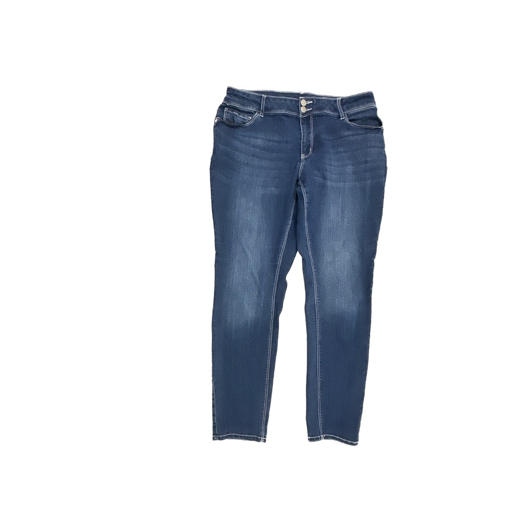 Cato Womens 12P Mid Rise Skinny Jeans Dark Wash Stretch Denim Petite